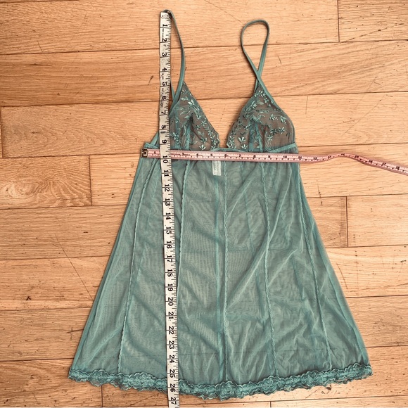 LA PERLA GLAMOUR Mint Mesh & Lace Slip Negligee - Picture 4 of 10
